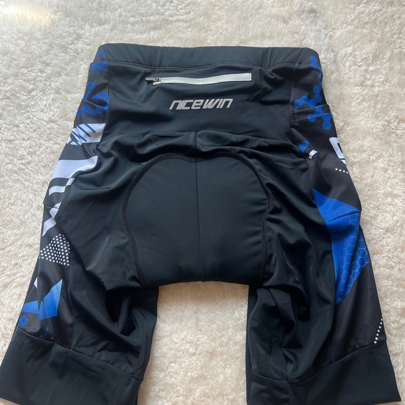 Women Nicewin Padded Bike Leggings Blue Black 3 pockets Easy Dry Spandex Size M - Picture 3 of 9